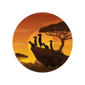 Muurcirkel Sticker Safari Stokstaartjes