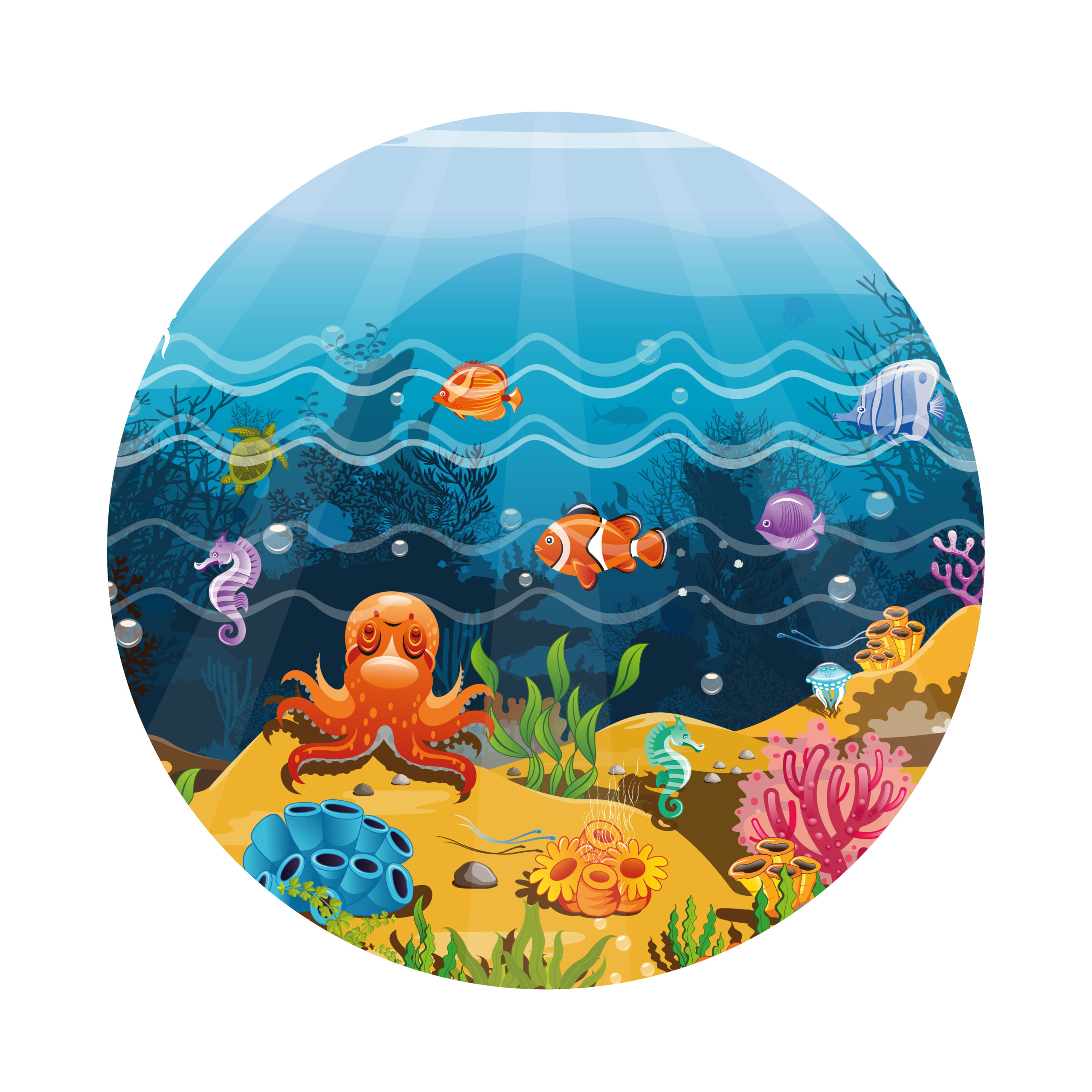 Muurcirkel Sticker onderzee figuren